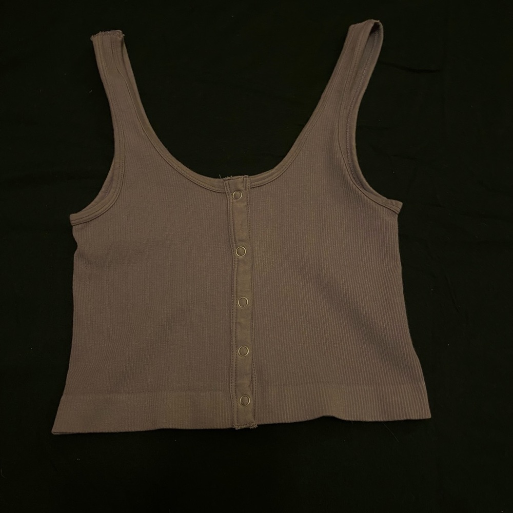 button down dark purple crop top